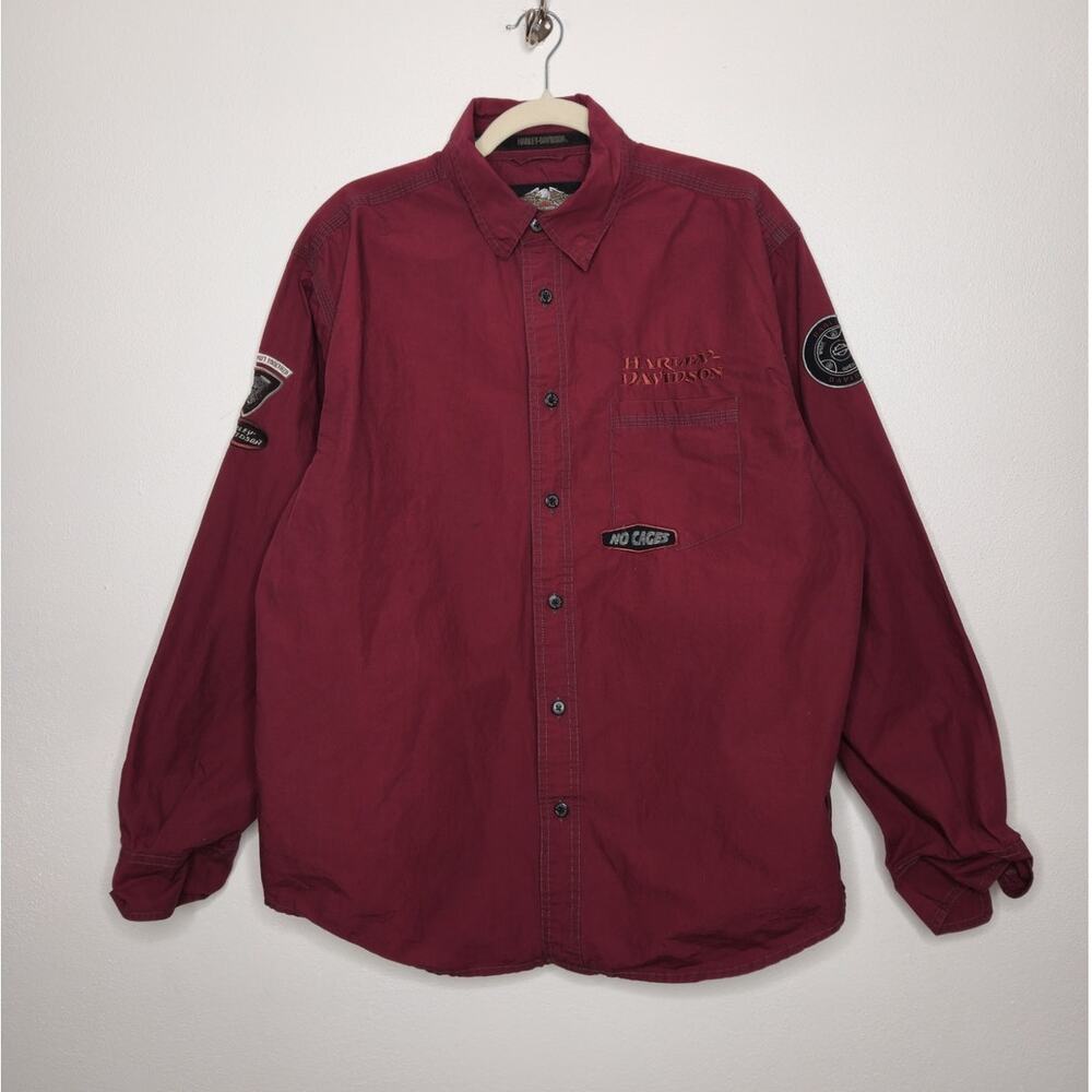 Vintage y2k Harley Davidson Long Sleeve Button Shirt Mens Large HD Biker